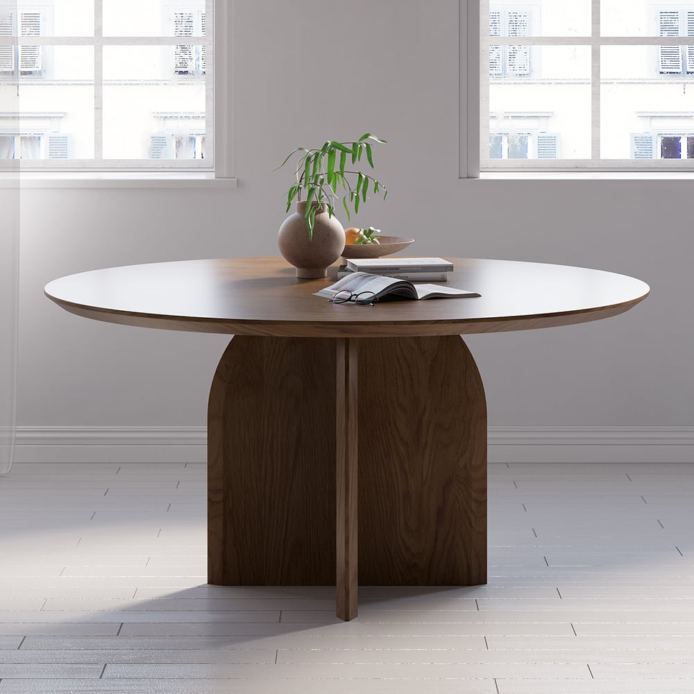 Japandi Round Wood Table for 4