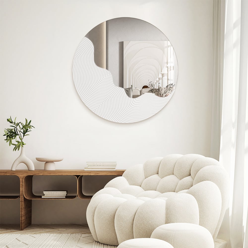 Japandi Round Modern Wall Mirror