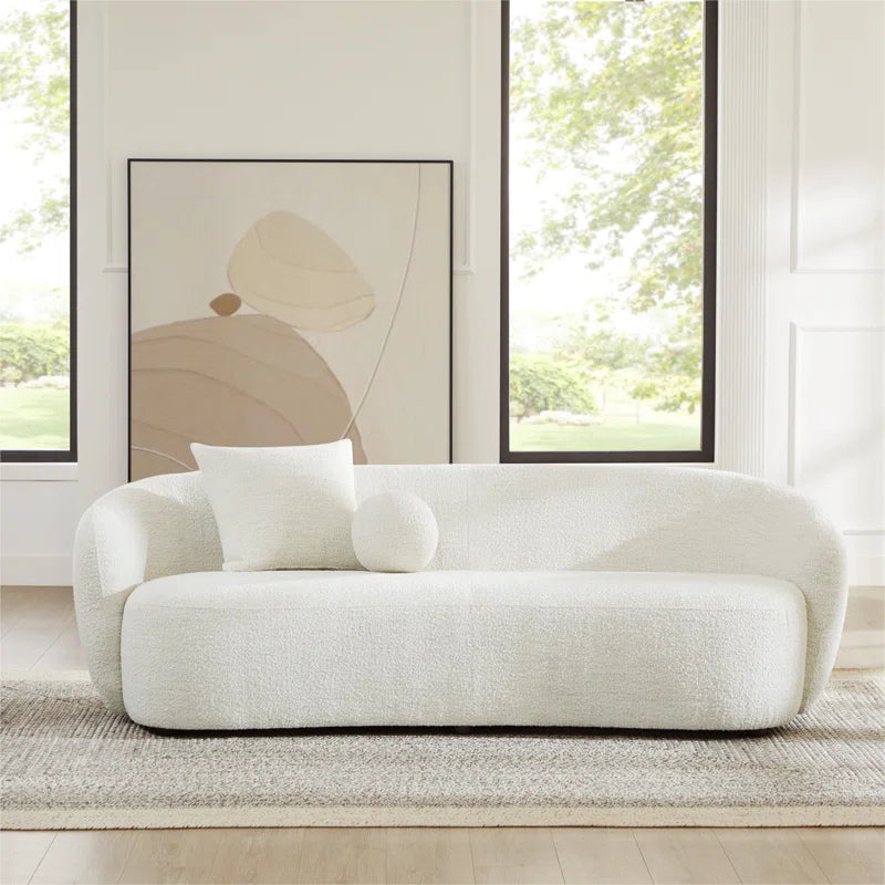 White Japandi Bouclé Sofa