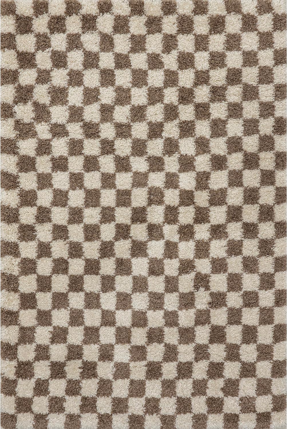 Japandi Checkered Shag Rug