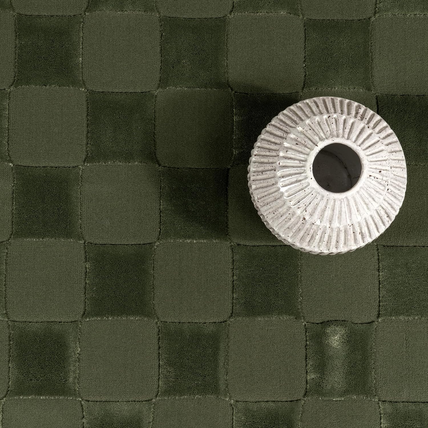 Japandi Green Checkered Rug