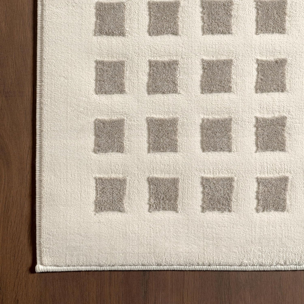 Grey Checked Rug Japandi Cream & Grey Checkered Rug