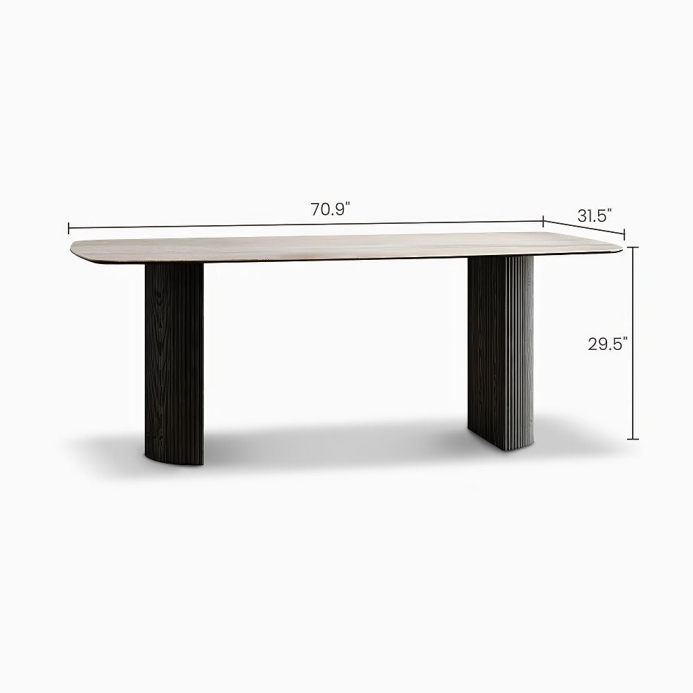 Japandi Stone & Blac Wood Table