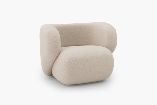 Japandi Cream Curved Accent Chair - Flora