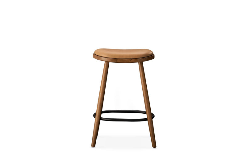 Japandi Leather Backless Counter Stool - Abel (Set of 2)