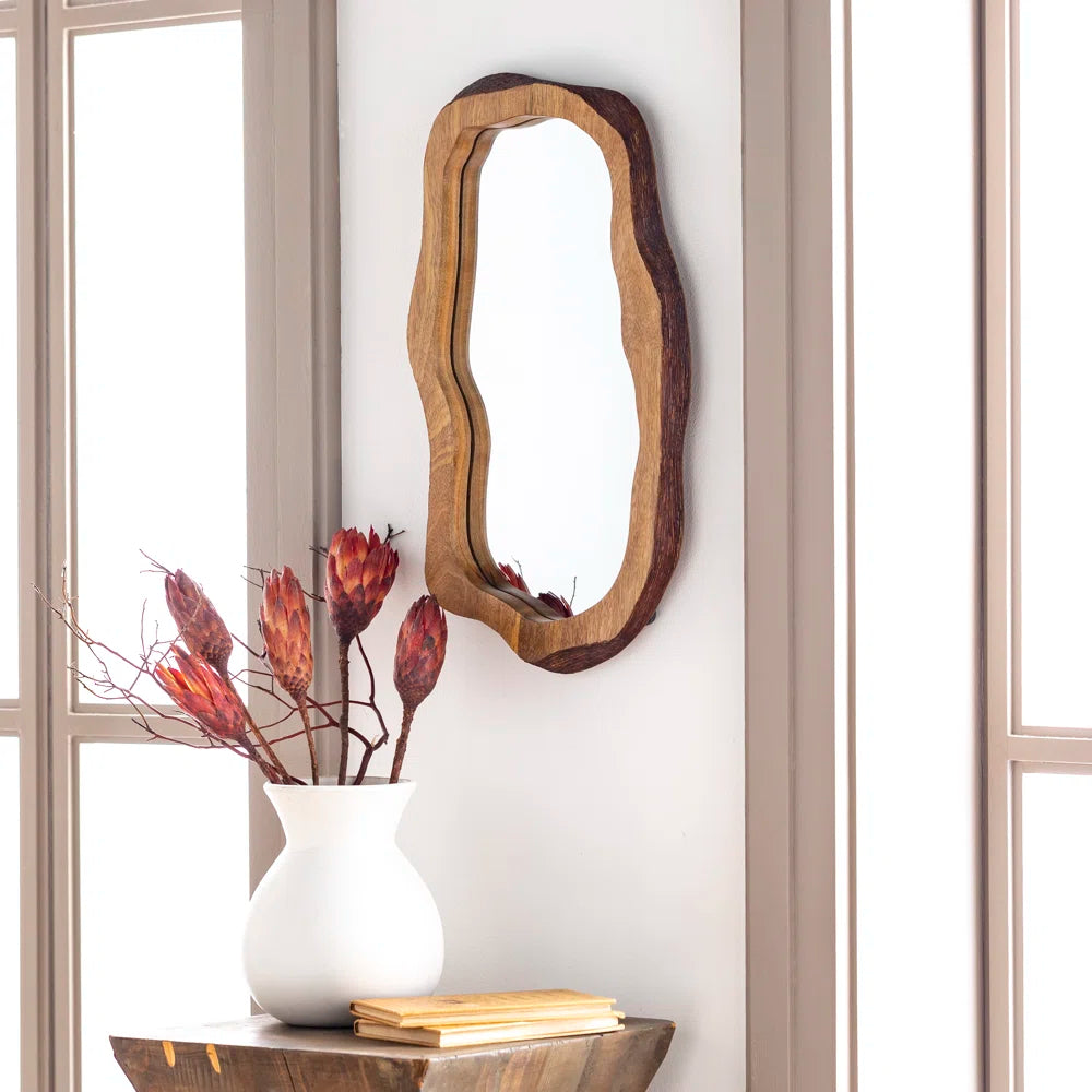 Japandi Irregular Wooden Mirror