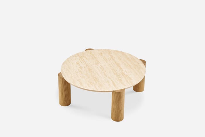 Japandi Travertine Round Coffee Table