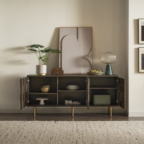 Japandi Caramel Wood Sideboard