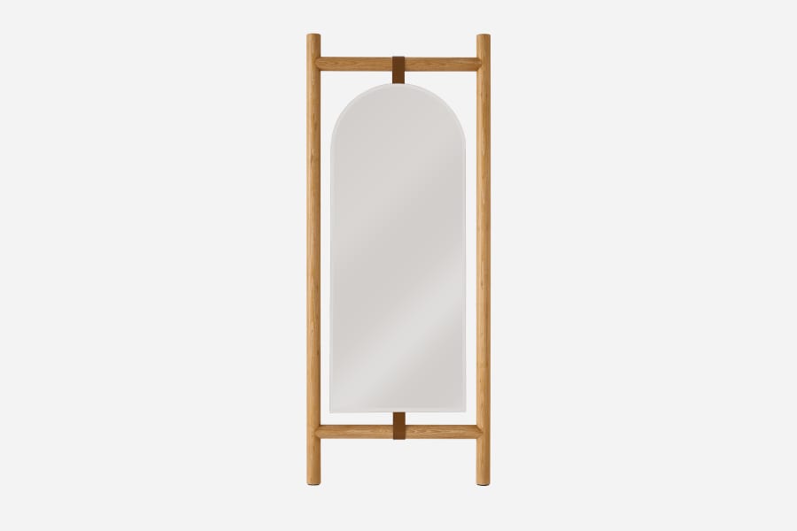 Japandi Wood & Leather Mirror