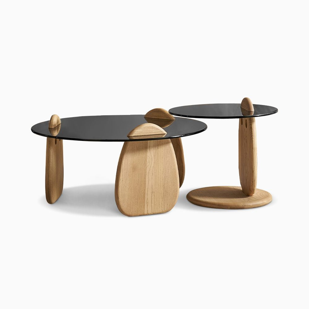 Japandi Tempered Glass Coffee Table Set