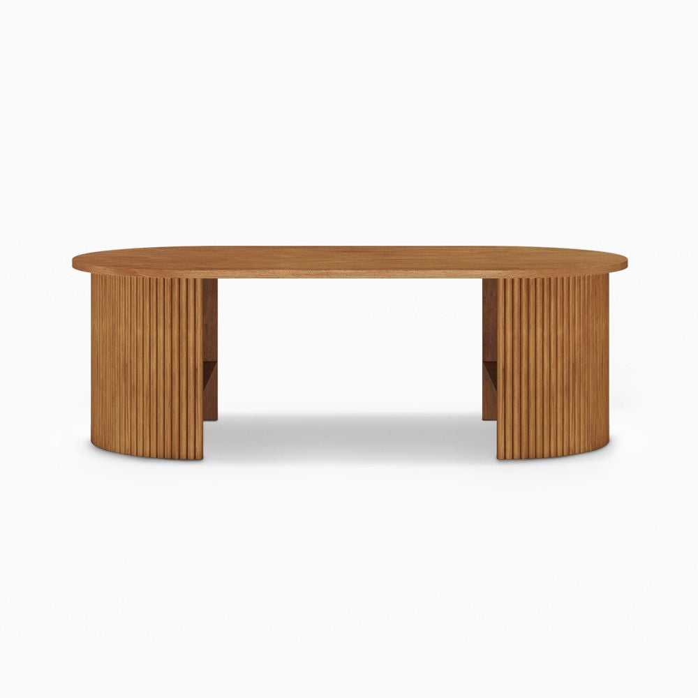 Japandi Oval Wood Coffee Table