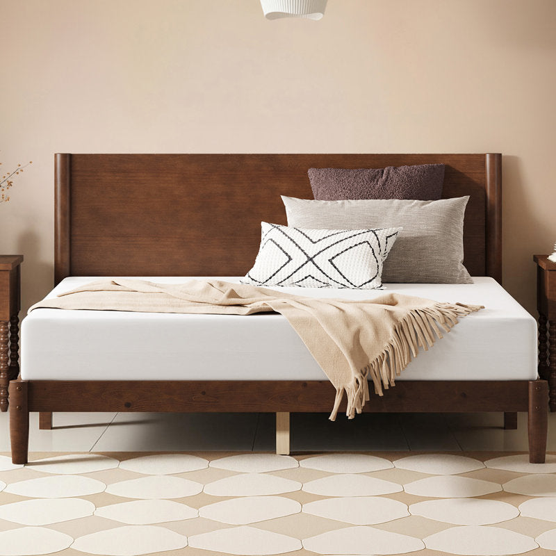 Japandi Mid-Century Wood Bed with Slat Headboard - Bilal – view 3
