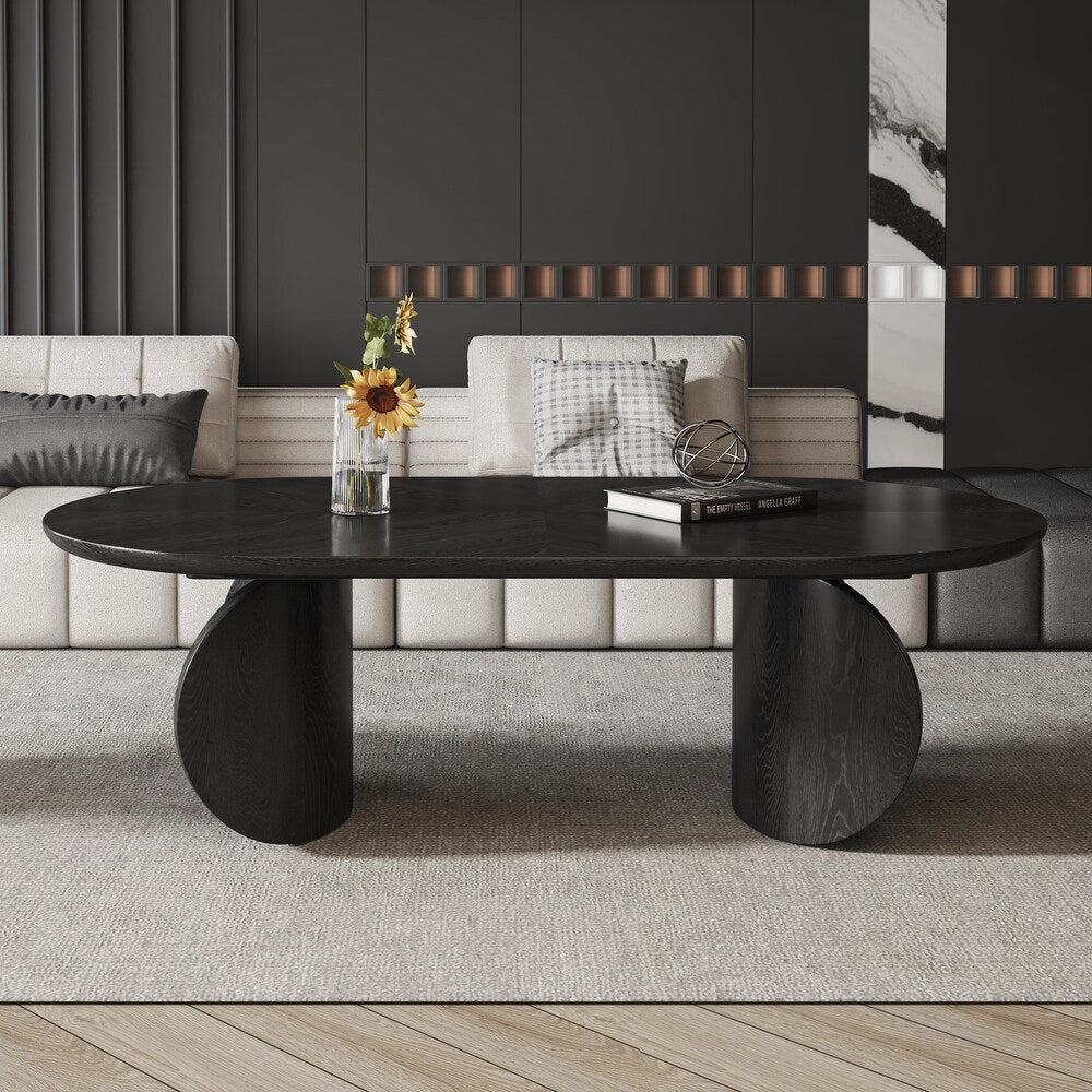 Black Oval Japandi Coffee Table