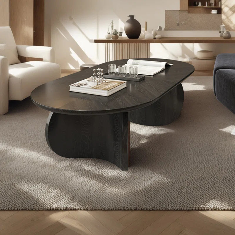 Black Oval Japandi Coffee Table