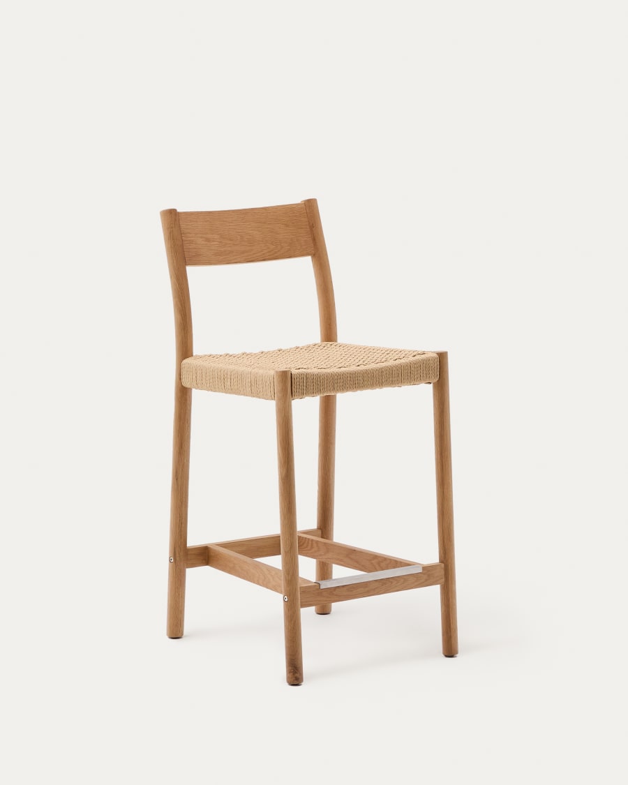 Japandi Wooden Stool Chair with Backrest