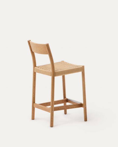 Japandi Wooden Stool Chair with Backrest