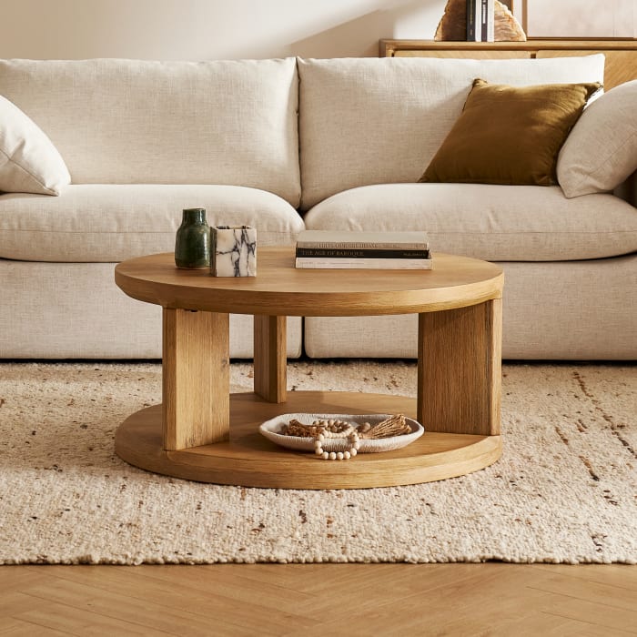 Japandi Round Wood Coffee Table