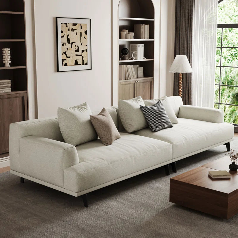 Cotton & Linen Japandi Sofa with Pillows