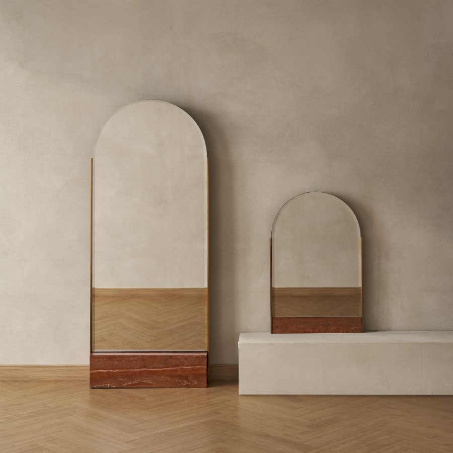 Japandi Travertine Mirror