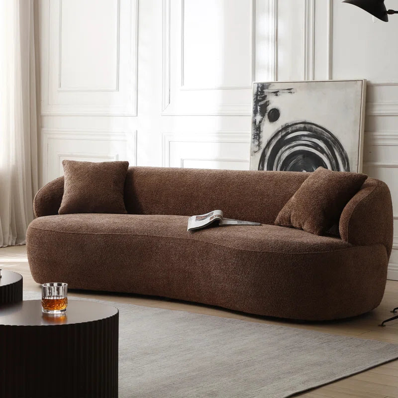 Curved Bouclé Japandi Sofa