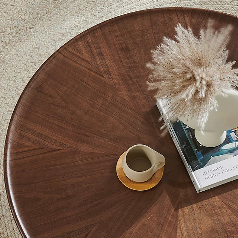 Modern Walnut Round Coffee Table - Daiel