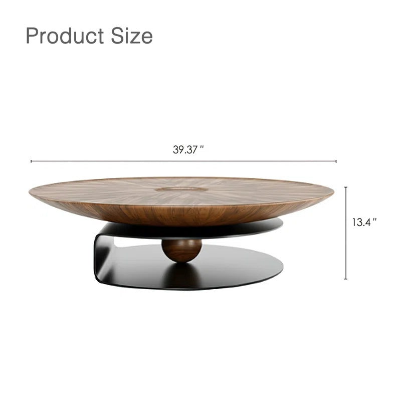 Modern Walnut Round Coffee Table - Daiel