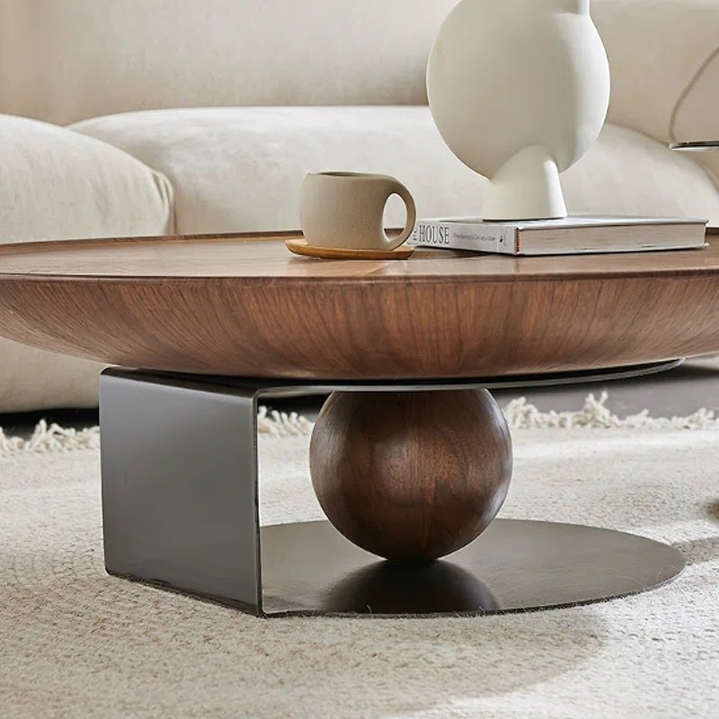 Modern Walnut Round Coffee Table - Daiel
