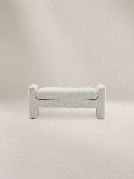 Japandi White Bouclé Bench - Dakota