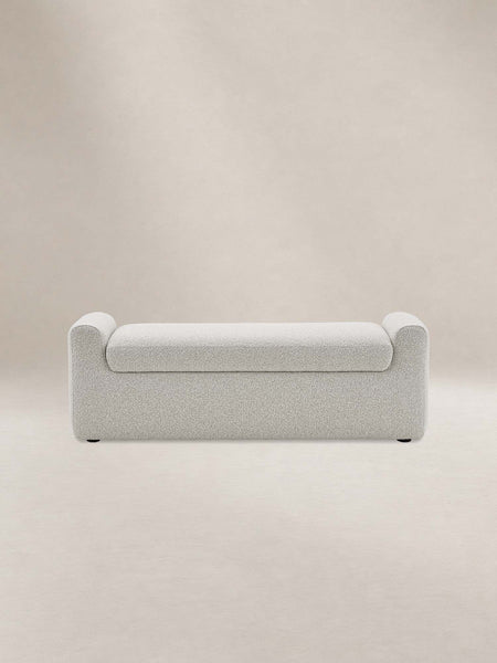 Japandi White Bouclé Storage Bench - Dakota