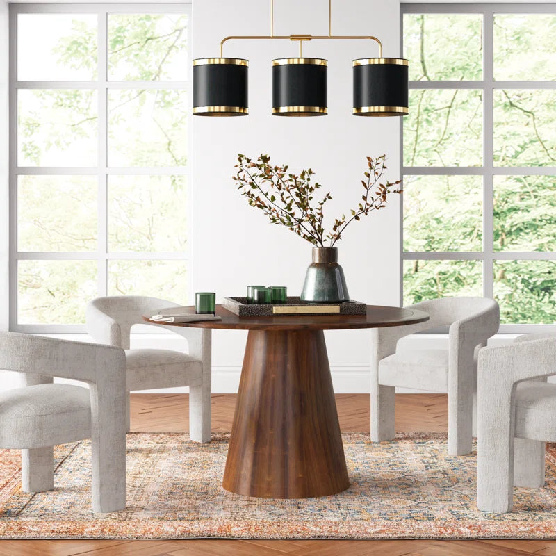 White Wood & Beige Fabric Japandi Dining Set – Darlington