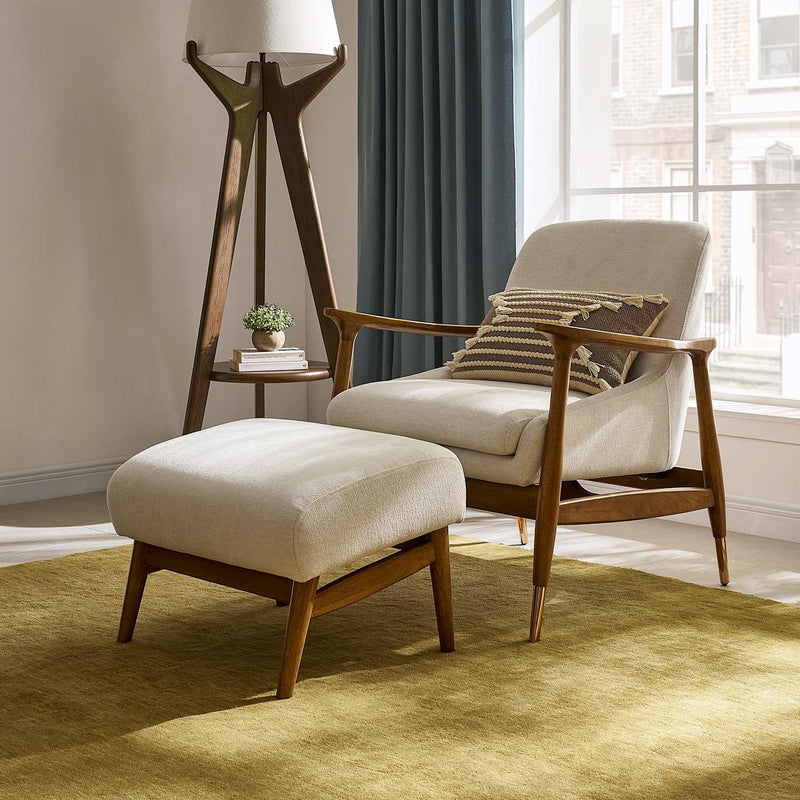 Japandi Cream Armchair with Wood Frame - Desmond