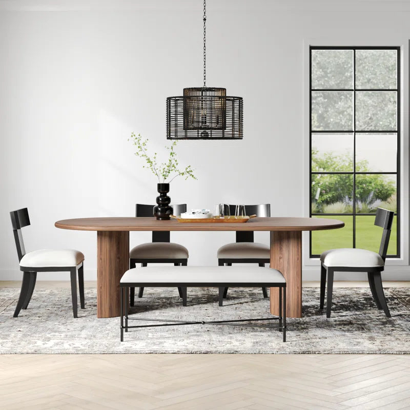 Double Pedestal Japandi Dining Table