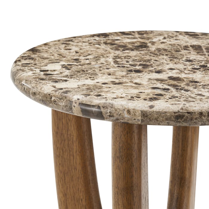 Japandi Wood & Marble Side Table