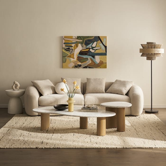 Japandi Wood & Marble Coffee Table