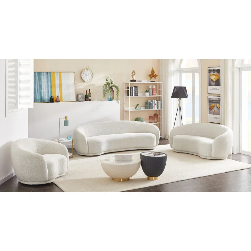 Rolled Arm Japandi Chesterfield Sofa in Velvet