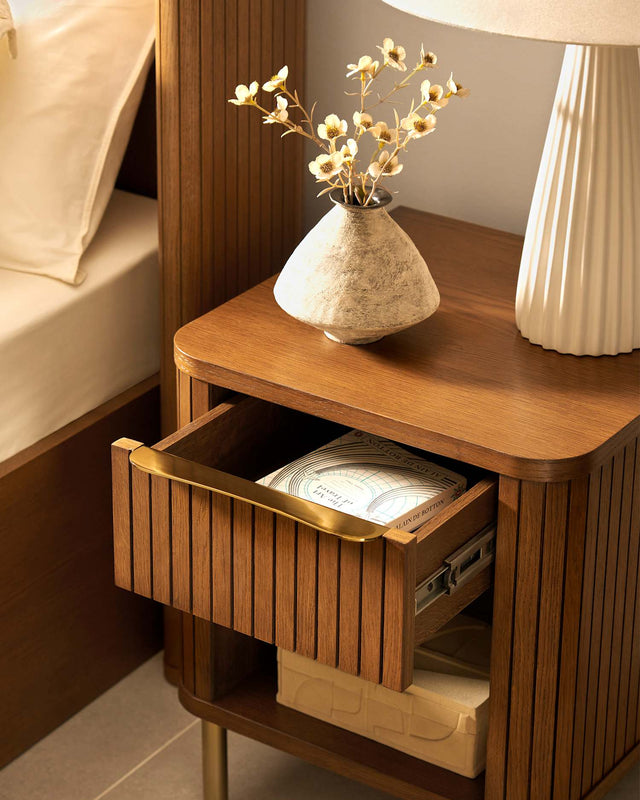 Japandi Fluted 1-Drawer Nightstands, Set of 2 - Harper