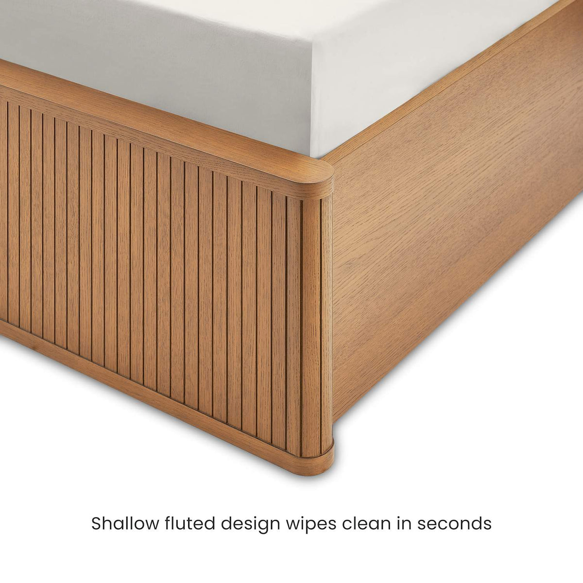 Close-up of Harper's fluted wood base