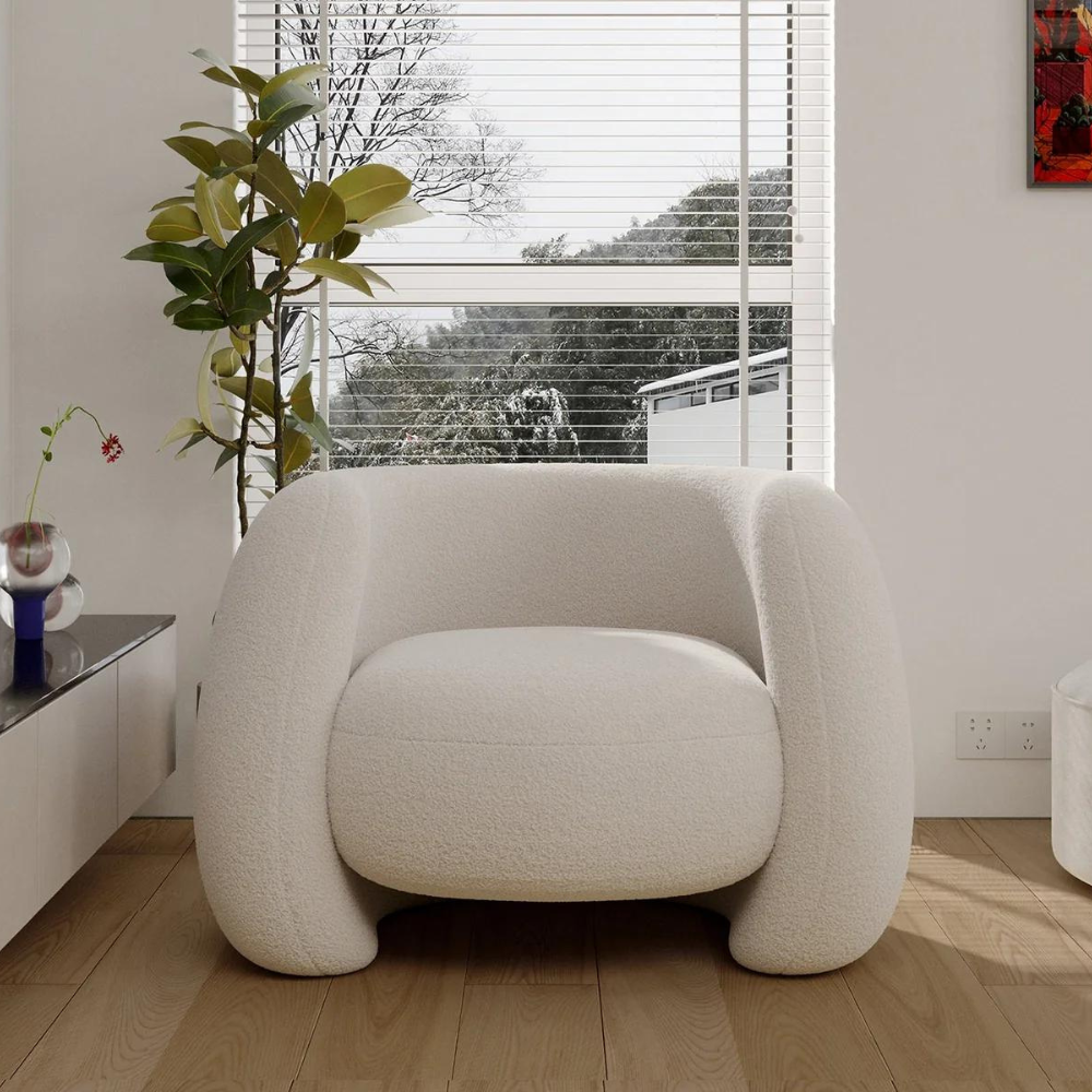 Japandi Curved Armchair