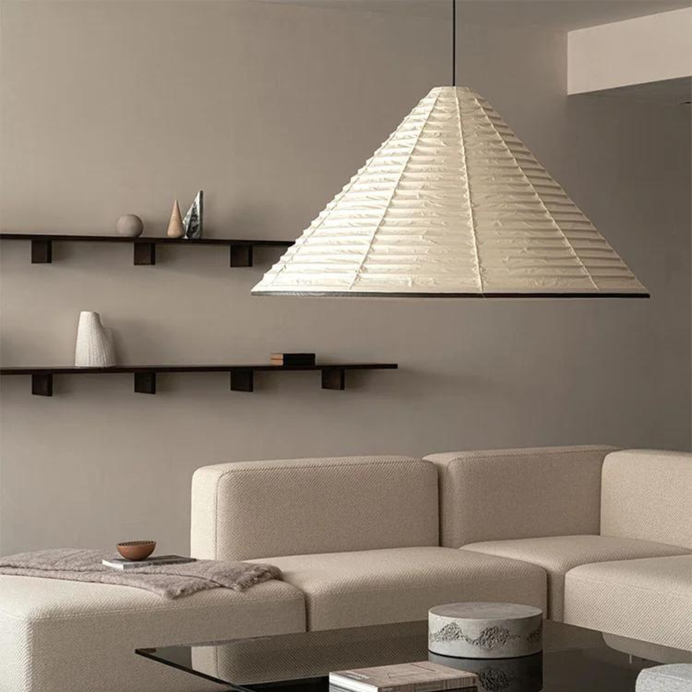 Japandi Paper Cone Pendant Light