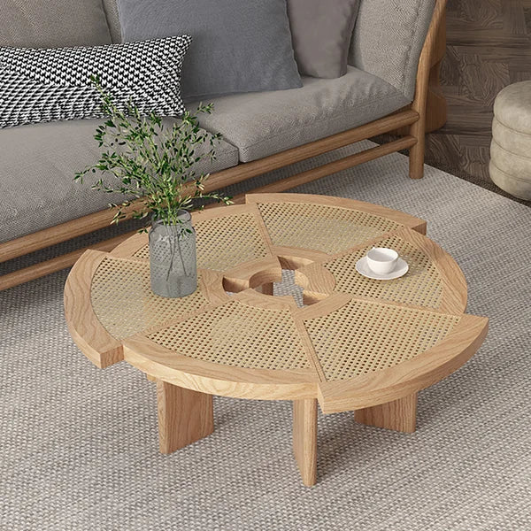 Rattan table round sale