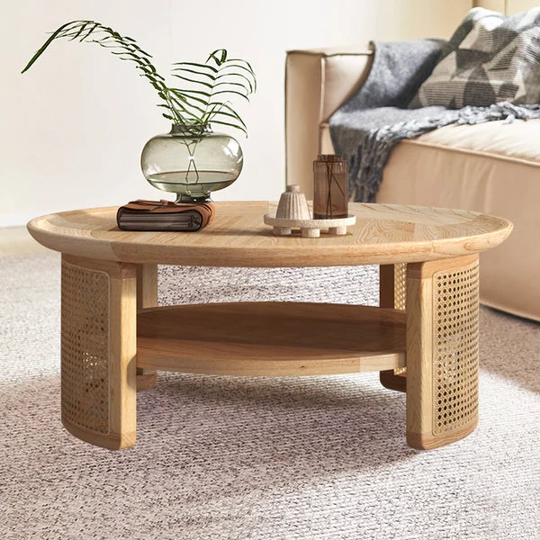 Japandi Round Wood Coffee Table