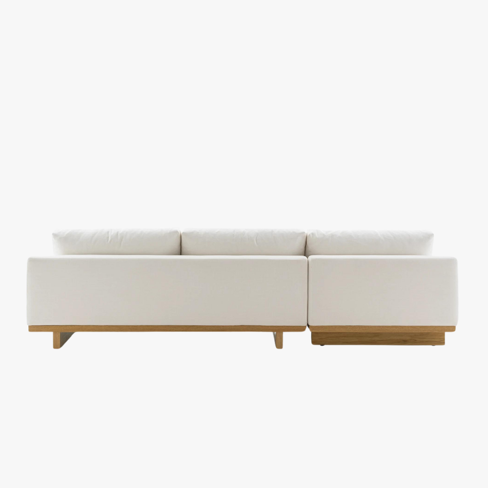 Japandi Fabric & Wood Chaise Sectional Sofa