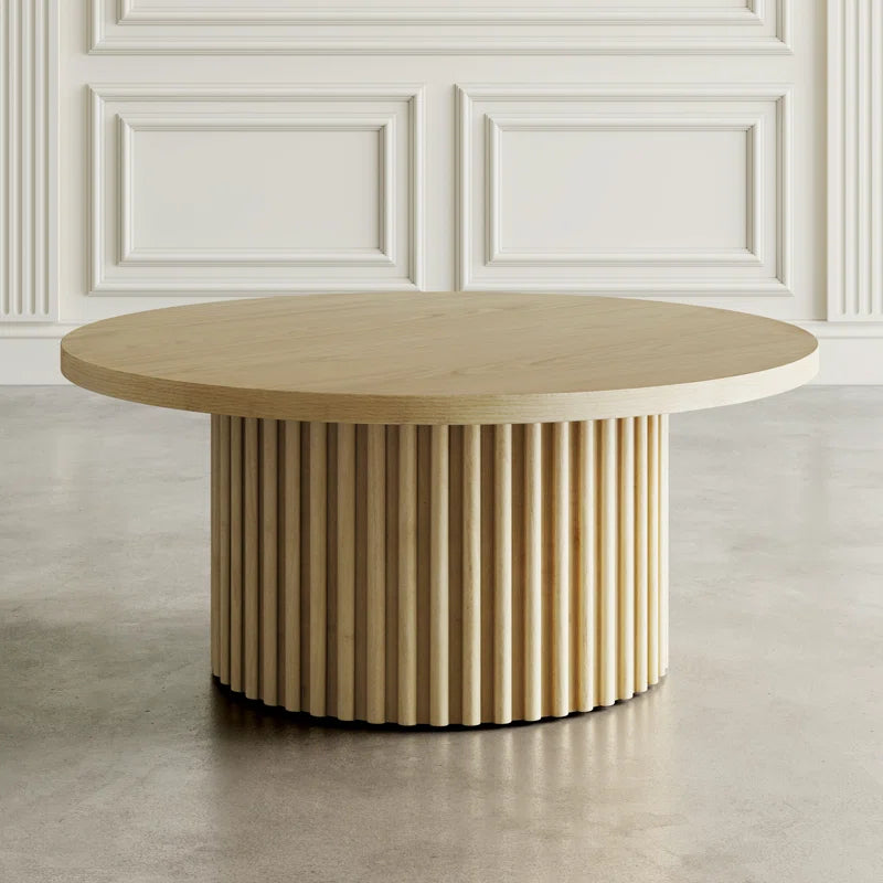 Japandi Fluted Pedestal Coffee Table - Auden