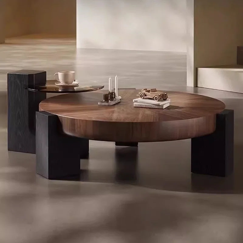 Japandi Modern Round Wood Coffee Table