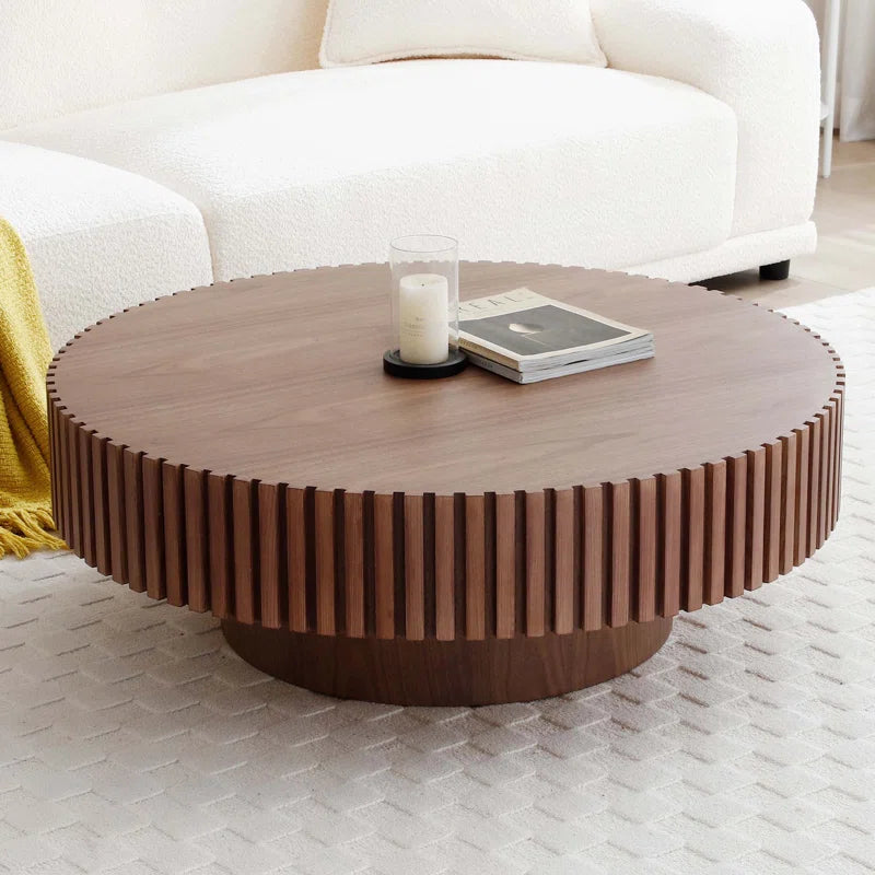 Japandi Round Walnut Coffee Table