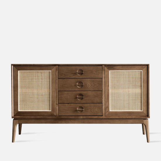 Japandi Wood & Rattan Sideboard