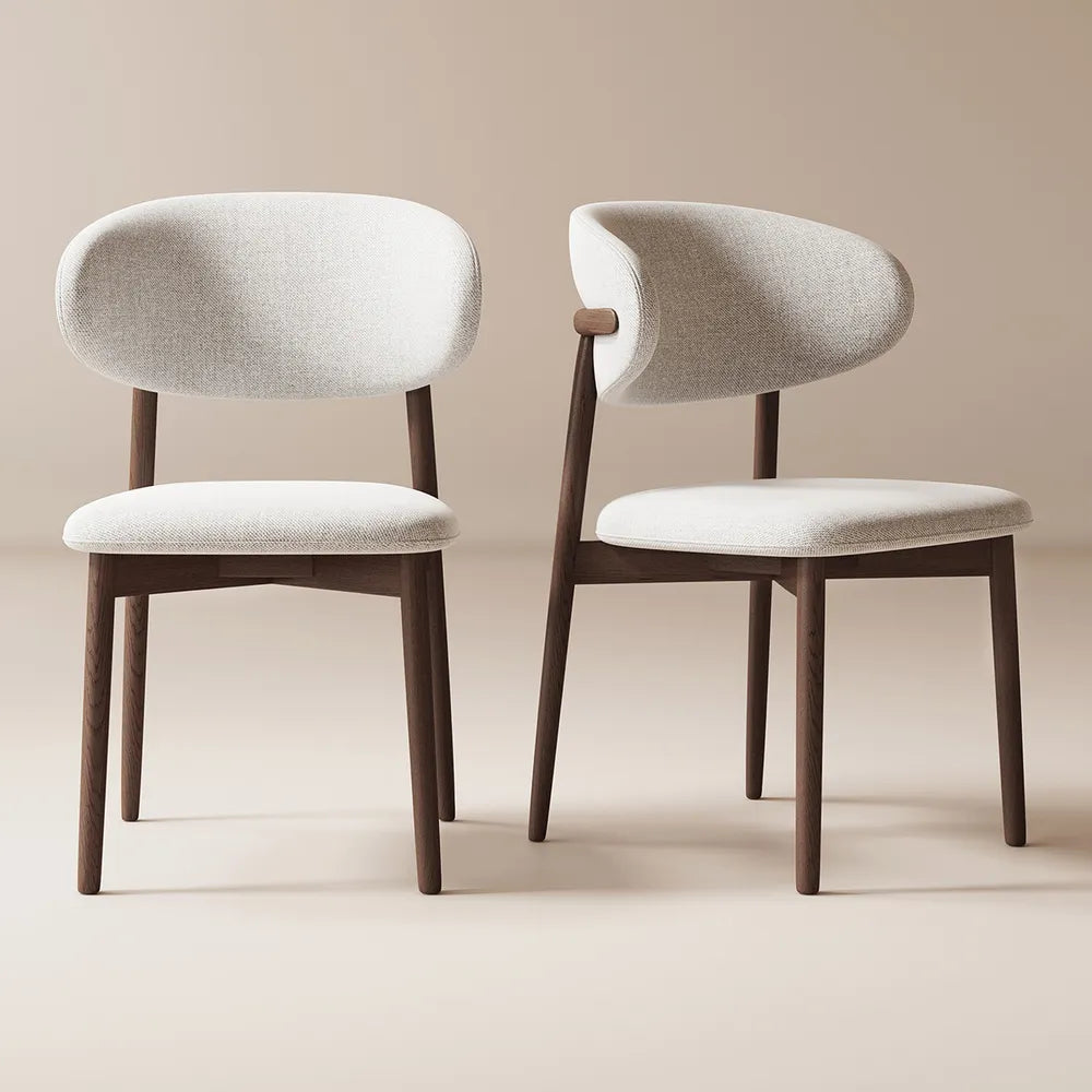 Japandi Wood Upholstered Chair (x2)