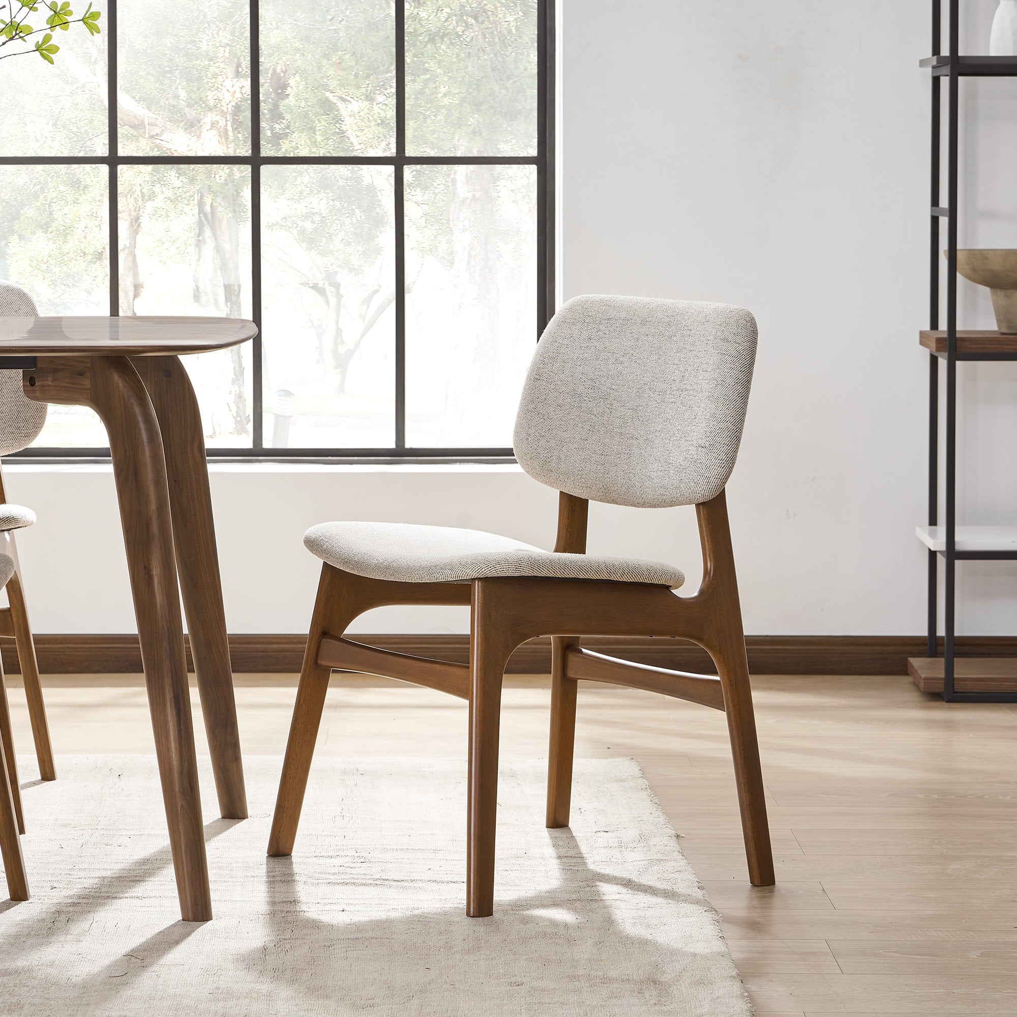 Japandi Wood and Fabric Chair (x2)