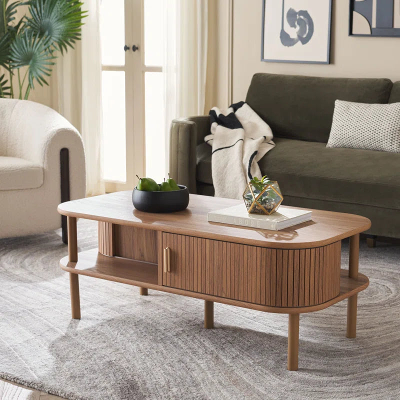 Japandi Wooden Coffee Table with Storage