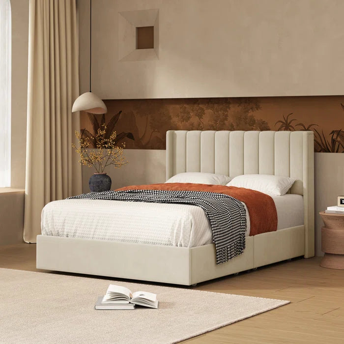 Japandi Bed With Drawer Storage